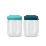 Food Storage Jar Set in Borasilicate Glass 180 ml - Blue Abyss / Lagoon Kids EKOBO