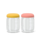 Food Storage Jar Set in Borasilicate Glass 180 ml - Coral / Mimosa Kids EKOBO